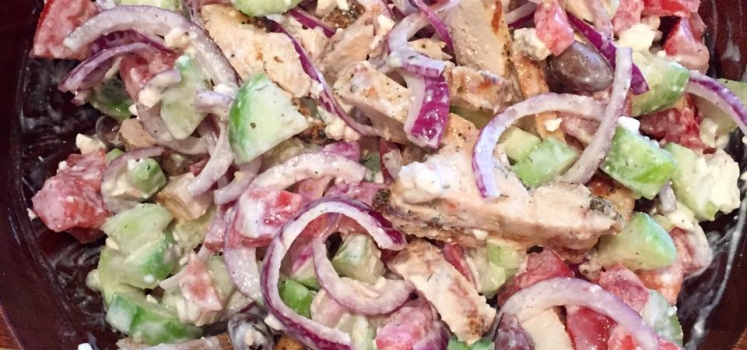 Greek Chicken Souvlaki Salad
